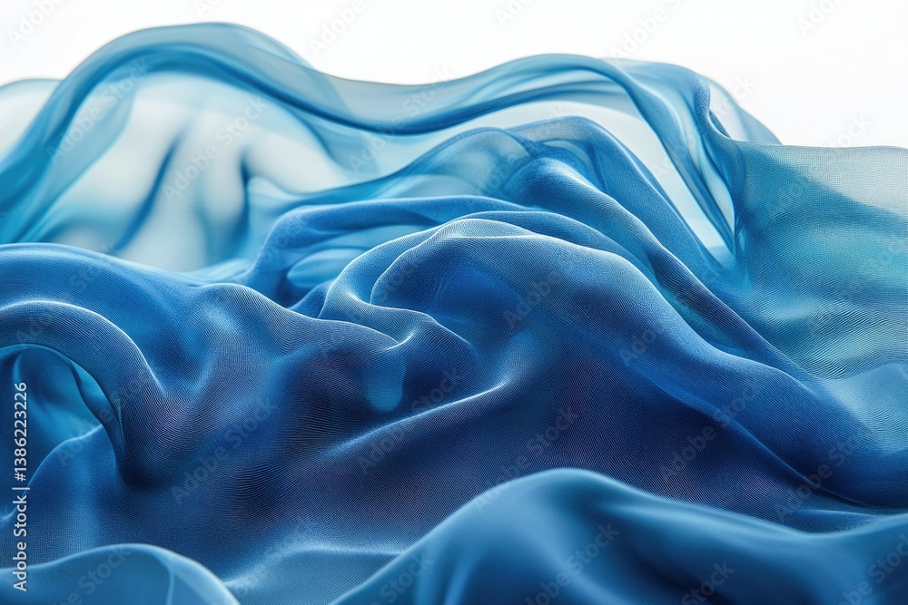 Aufkleber a flowing expanse of sheer, gradient-blue fabric creates a dynamic and airy composition with soft, u