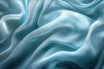 Obraz premium Abstract blue satin silk fabric with flowing, elegant curves, showcasing smooth textures and subtle light reflections.