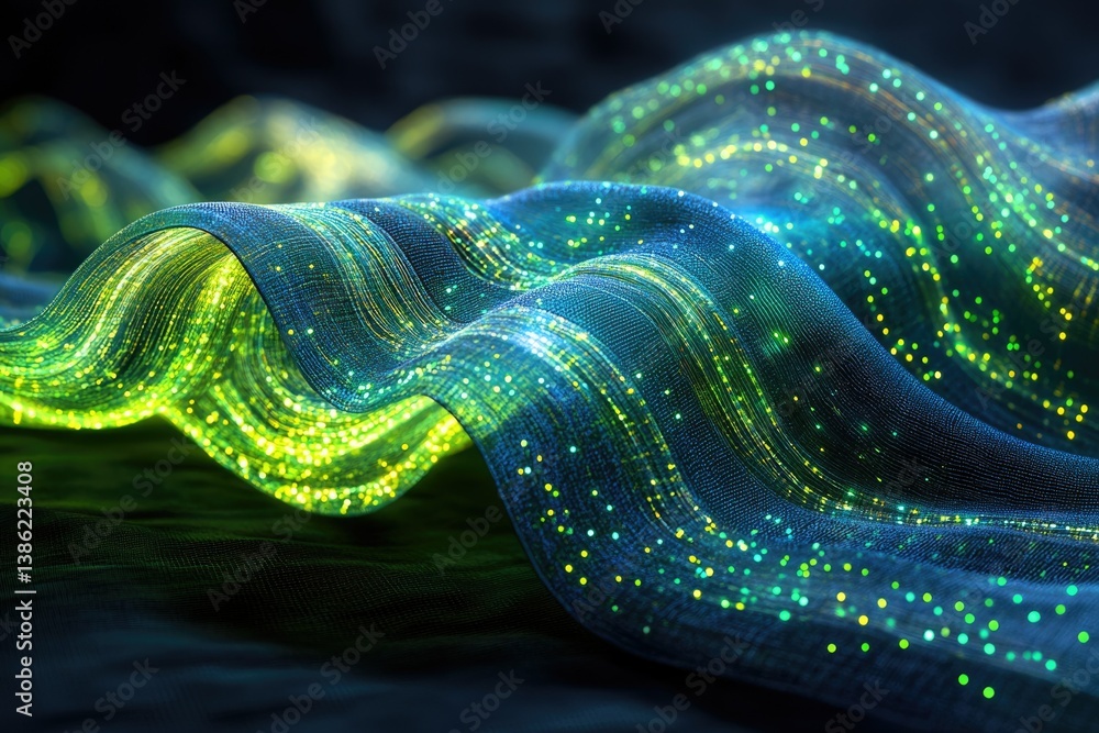Poster abstract flowing fiber optic lines create a dynamic, futuristic, and visually captivating digital ar