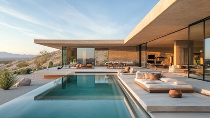 Desert Oasis: Modern Architectural Marvel with Infinity Pool