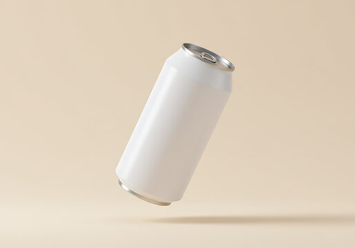 Stock photo of white aluminum can mockup for soda or beer beverage drink