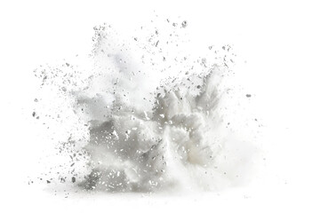 White Chalk Fragment with Powerful Explosion Effect in Mid-Air Isolated on Transparent Background