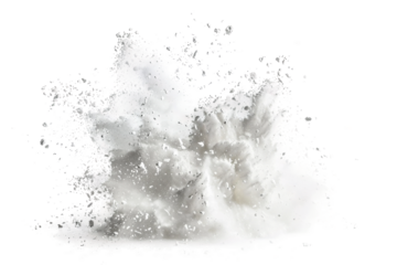White Chalk Fragment with Powerful Explosion Effect in Mid-Air Isolated on Transparent Background
