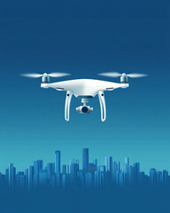 drone flying over the big city