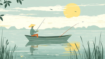 fishing boat on the lake