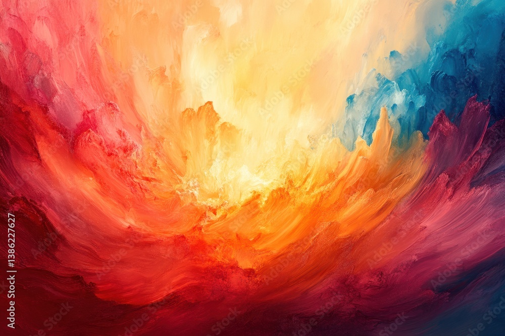 Leinwandbilder Vibrant abstract artwork showcasing a dynamic explosion of color and form reminiscent of natural elements and emotional expressions