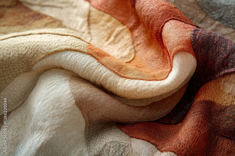 Leinwandbilder Soft and textured fabric with warm earthy tones creating a swirling and inviting abstract pattern.