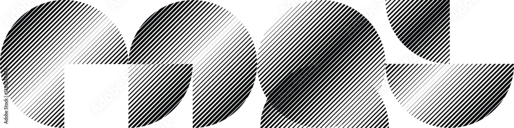 Poster modern artistic layout set with semicircle design elements . many lines form half circles in art sty