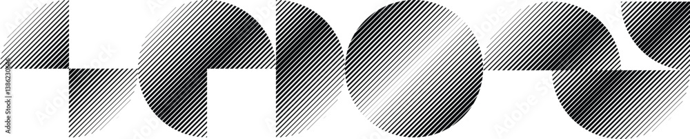 Poster modern artistic layout set with semicircle design elements . many lines form half circles in art sty