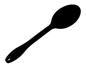 Wooden spoon  silhouette on white background.