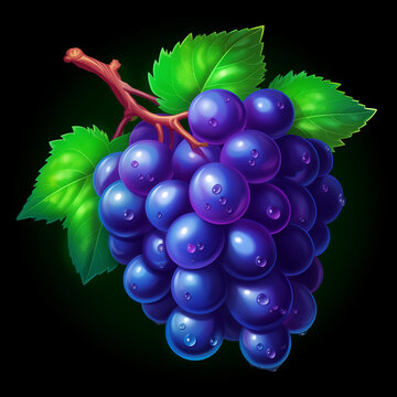 bunch of grapes with leaves game art