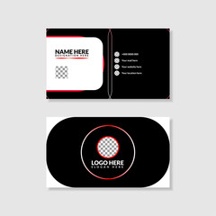 White, Black & Red Minimal Business Card Vector Template Layout Design Mockup. 