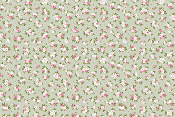 Cute floral background. Easter spring Floral pattern with small pink and white flowers on a gray green background. Seamless pattern for design and fashion prints. Ditsy style. Stock vector 
