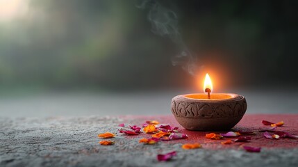 Soft candlelight with petals