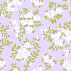 Beautiful floral pattern in small vintage flowers. Small white flowers. Light gray background. Ditsy print. Floral seamless background. Gentle template for fashion prints. Stock pattern illustration
