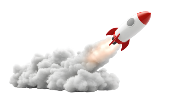 Rocket Launching into the Sky with Dramatic Smoke Trail Space Exploration Concept Startup and