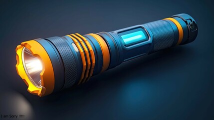 sallatking_3D_render_of_a_modern_blue_and_orange_flashlight
