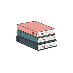 Stacked books in minimalist style with pastel colors  