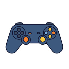 Video Game Controller Illustration in Blue and Orange Style  