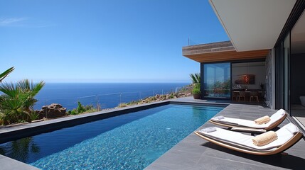 Fototapeta premium Luxury Villa with Infinity Pool Overlooking the Ocean