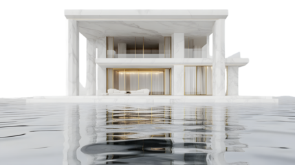 Modern Marble Villa Reflection in Water