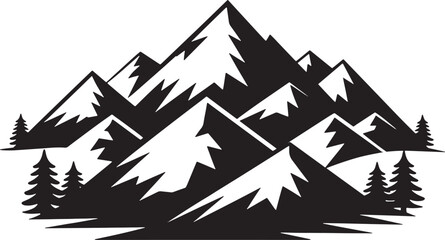 Fototapeta premium Black And White Mountain Landscape Illustration