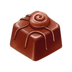 Square shaped milk chocolate luxury valentine chocolate watercolor illustration