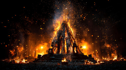 Fototapeta premium Fire flames. Bonfire vector illustration