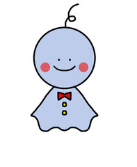 かわいい青色のてるてる坊主のイラスト