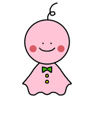 かわいいピンク色のてるてる坊主のイラスト