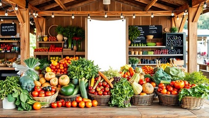 Rustic Farm Market Display - Empty Space for Vendor Branding