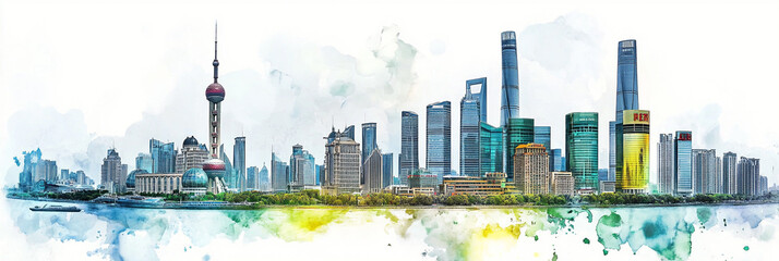 illustration skyline big city isolated on white background