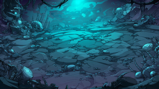 Seamless cartoon underground landscape, vector unending background with separated layers for game.