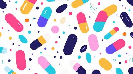 Vibrant Capsule Pattern: A Colorful Medical Illustration