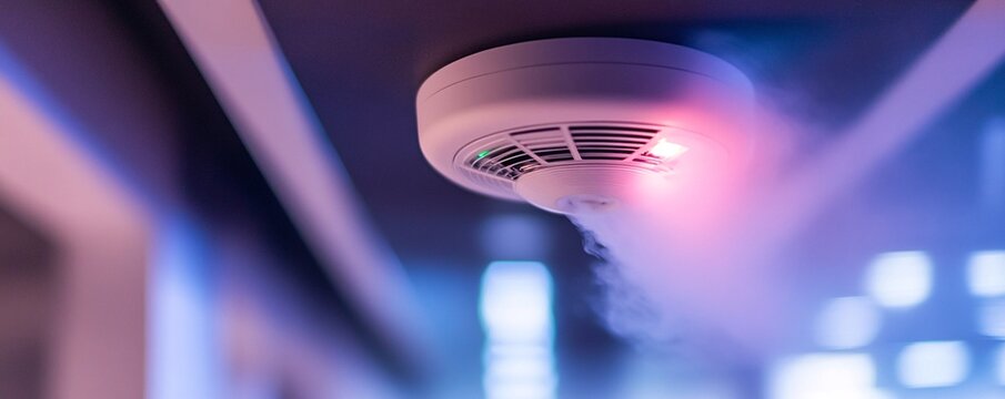 Smoke detector detecting smoke in a server room