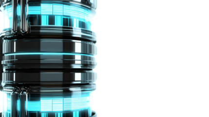 Futuristic Cylinder with Blue Light HighTech Design for Science Fiction and Technology Themes