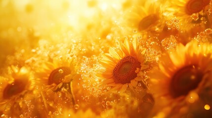 Golden Sunflowers in a Dreamlike Setting