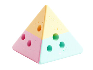 Vibrant pyramid toy for kids with a playful design, cut out