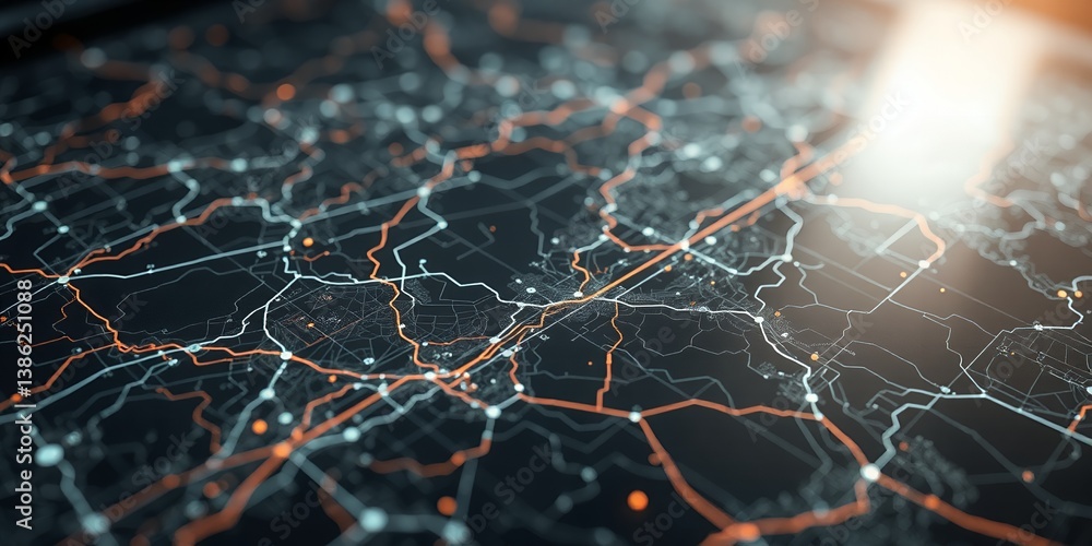 Poster abstract cityscape network digital map modern technology roads urban infrastructure design web data