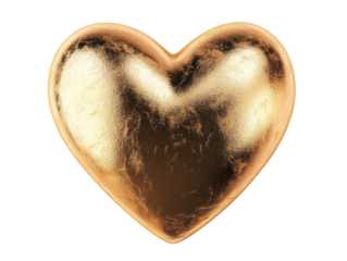 Golden heart symbol for love and admiration in decoration, cut out