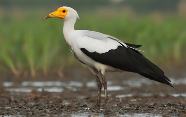Stunning Yellow-billed Stork Bird Mud Field Wildlife Photography © Baharul