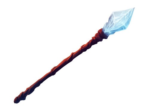 Fototapeta Magical staff with ice crystal tip for fantasy themes, cut out