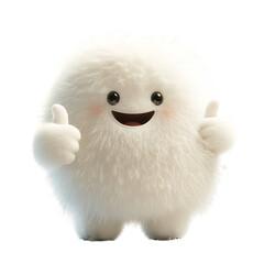 A Fluffy 3D Cartoon Character Giving a Thumbs Up Isolated on Transparent Background