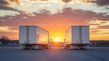 Obraz premium Trucks symmetry blazing sky wallpaper