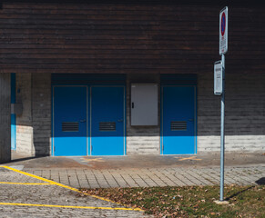 garage doors in a building