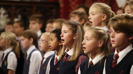 Obraz premium Choir of School Children singing together 