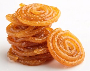 Golden and Glossy Stack of Deep-Fried Jalebi Soaked in Sugar Syrup Showcasing Traditional South Asian Sweet Treat