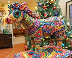 Vibrant Handcrafted Festive Horse Ornament