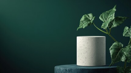 Empty Cylinder Display on Dark Background