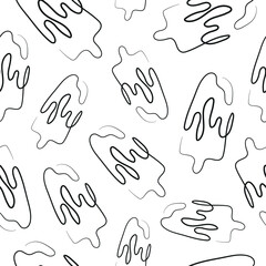 seamless pattern with a simple icon of a rectangular ice cream on a stick drawn with a single outline in line art style